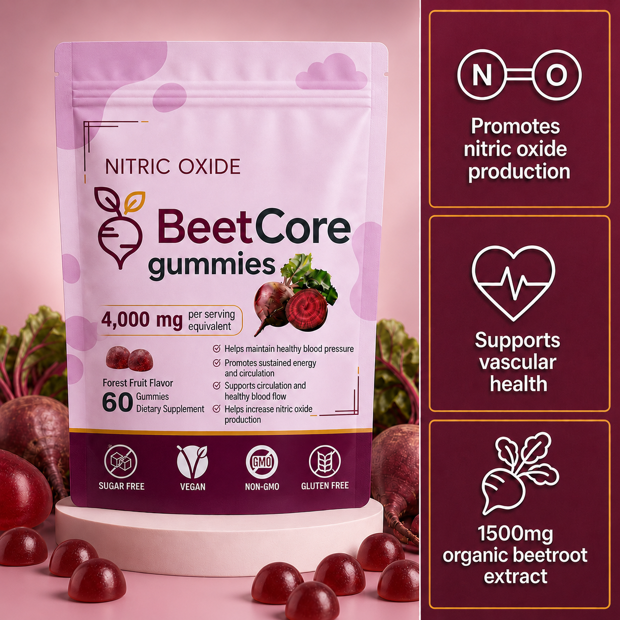 BeetCore© Organic Beetroot Gummies